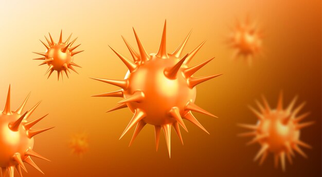 Fondo abstracto de coronavirus con virus corona o células patógenas sars volando.