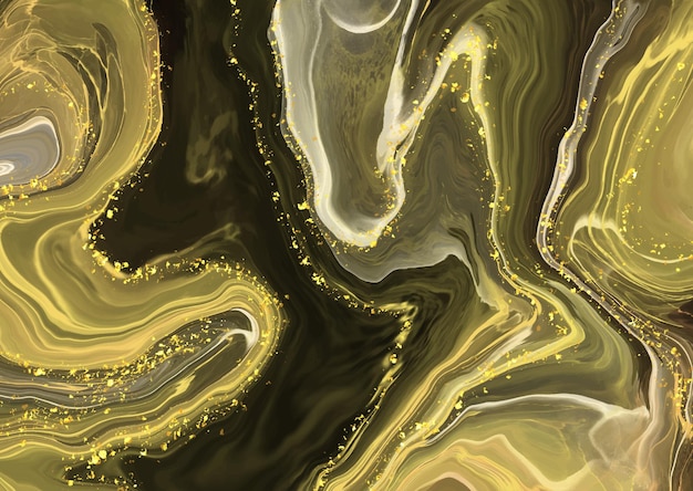 Fondo abstracto con un diseño de mármol líquido y elementos dorados brillantes