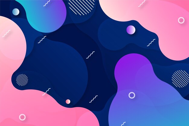 Fondo abstracto con efecto líquido y memphis