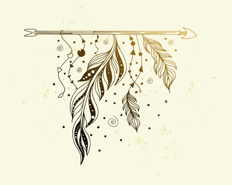 Vector gratuito fondo abstracto de flecha bohemia para atrapasueños o diseño de arte mágico