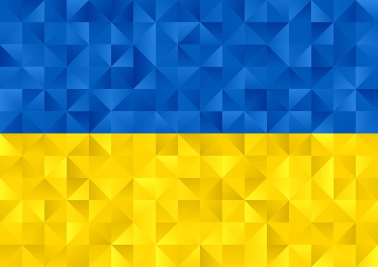 Vector gratuito fondo abstracto con un fondo de bandera de ucrania de estilo polivinílico bajo