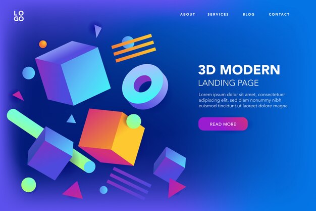 Fondo abstracto de formas 3D de la página de inicio