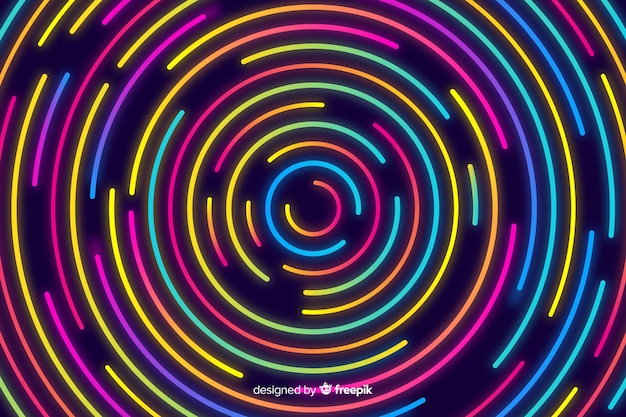 Fondo abstracto con formas geométricas de neón
