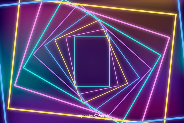 Fondo abstracto con formas geométricas de neón