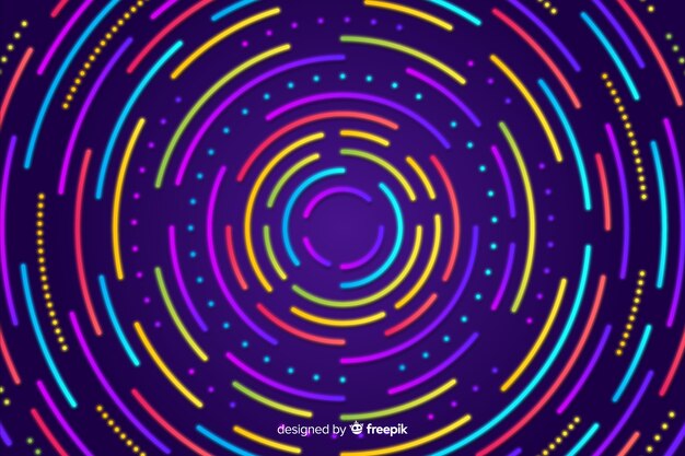 Fondo abstracto con formas geométricas de neón