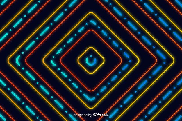 Fondo abstracto con formas geométricas de neón