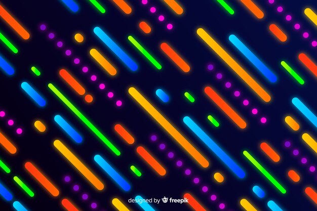 Fondo abstracto con formas geométricas de neón