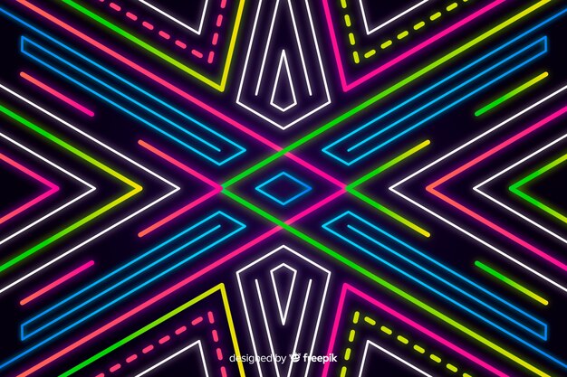 Fondo abstracto con formas geométricas de neón