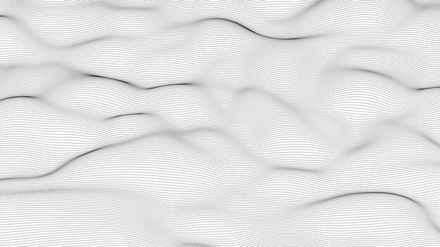 Fondo abstracto con formas de línea distorsionadas sobre un fondo blanco Ondas de línea de sonido monocromáticas