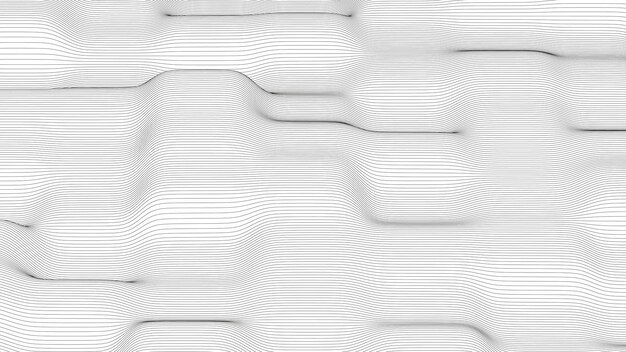 Fondo abstracto con formas de línea distorsionadas sobre un fondo blanco Ondas de línea de sonido monocromáticas