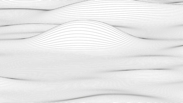 Fondo abstracto con formas de línea distorsionadas sobre un fondo blanco Ondas de línea de sonido monocromáticas
