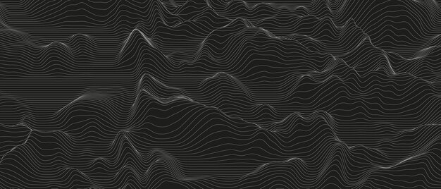 Fondo abstracto con formas de líneas distorsionadas sobre un fondo negro