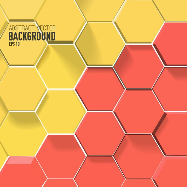 Fondo abstracto con hexágonos de colores rojo y amarillo
