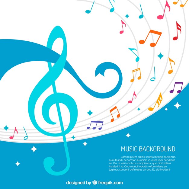 Fondo abstracto de notas musicales de colores
