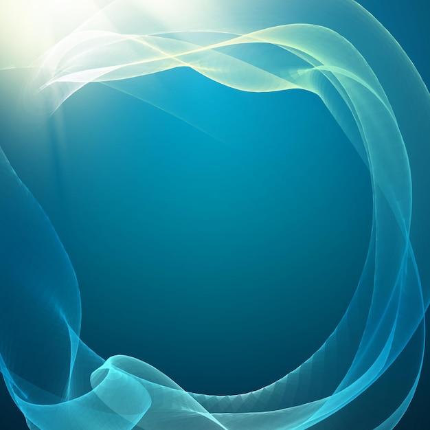 Fondo abstracto con ondas y brillo Ilustración vectorial sobre un fondo azul