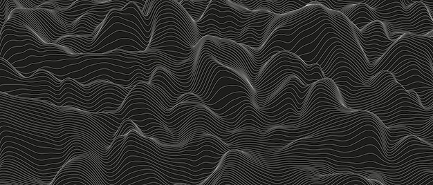 Fondo abstracto de ondas de línea de sonido monocromo