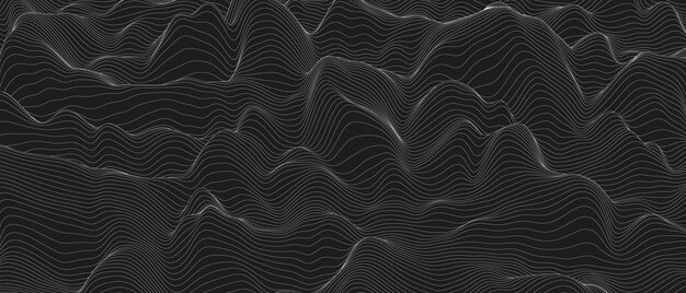 Fondo abstracto de ondas de línea de sonido monocromo