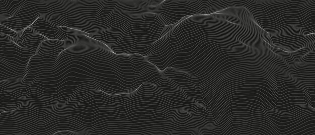 Fondo abstracto de ondas de línea de sonido monocromo