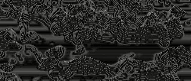 Vector gratuito fondo abstracto de ondas de línea de sonido monocromo