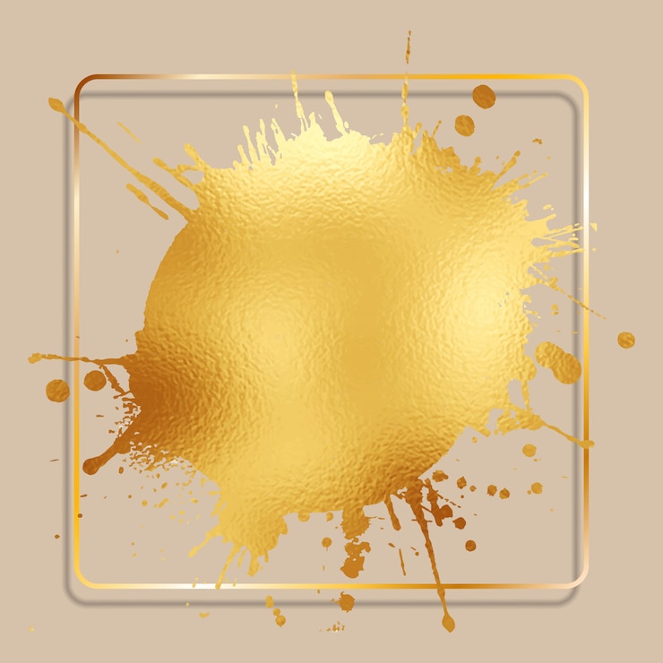 Vector gratuito fondo abstracto con una salpicadura de lámina de oro con un marco dorado