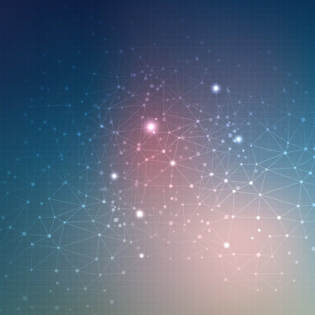 Fondo abstracto techno con puntos que conectan