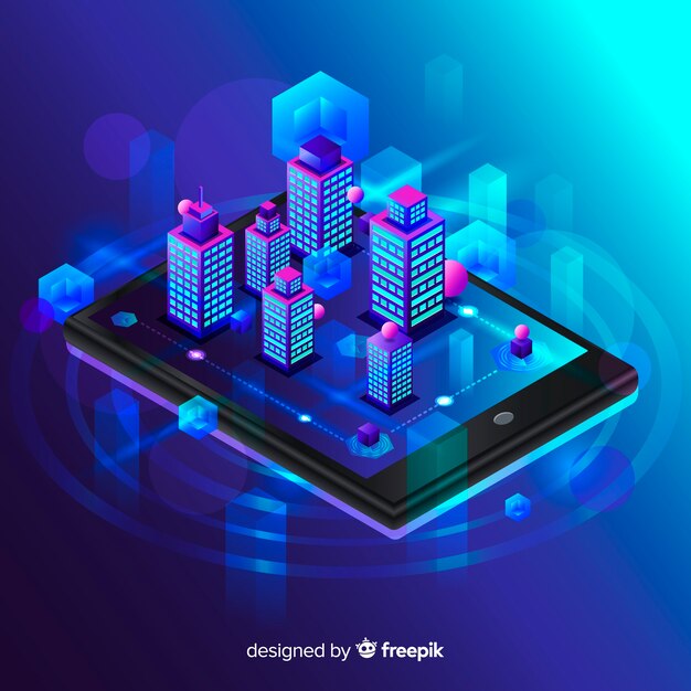 Fondo abstracto de tecnología isométrica