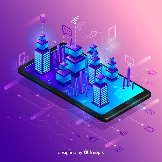 Fondo abstracto de tecnología isométrica