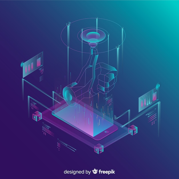 Fondo abstracto de tecnología isométrica