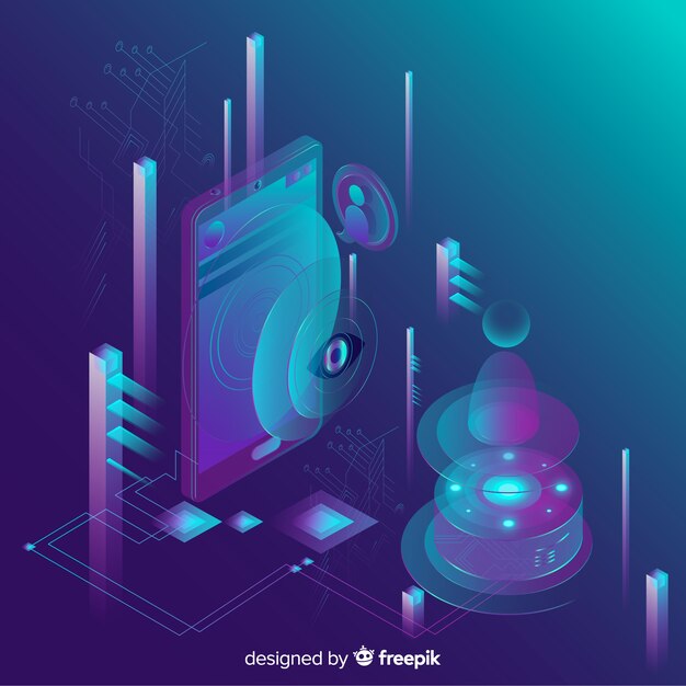 Fondo abstracto de tecnología isométrica