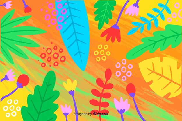 Fondo abstracto tropical hecho a mano