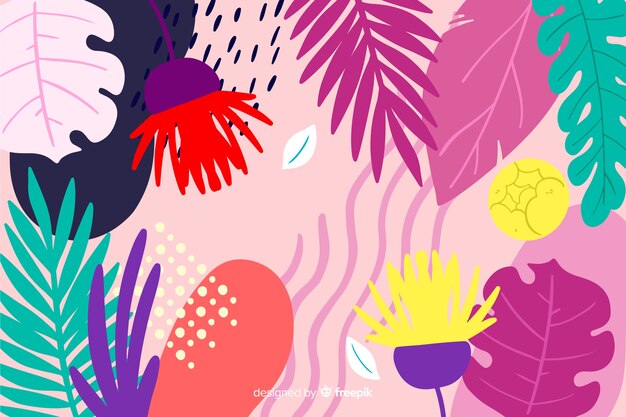 Fondo abstracto tropical hecho a mano