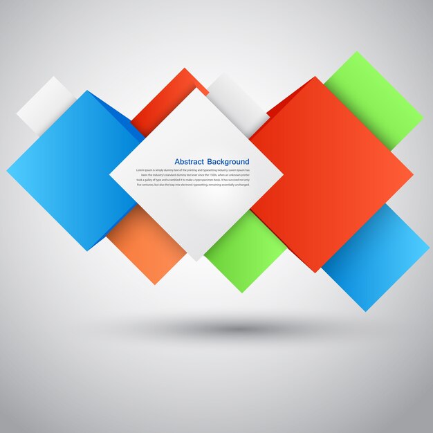 Fondo abstracto del vector. Objeto cuadrado y 3d