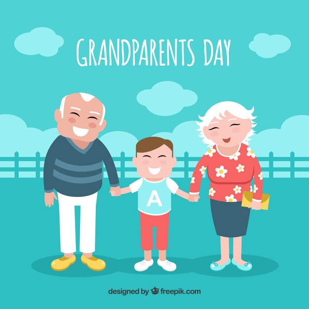 Fondo de abuelitos con su nieto 