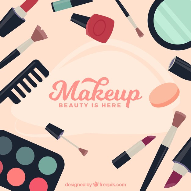 El fondo de los accesorios de maquillaje
