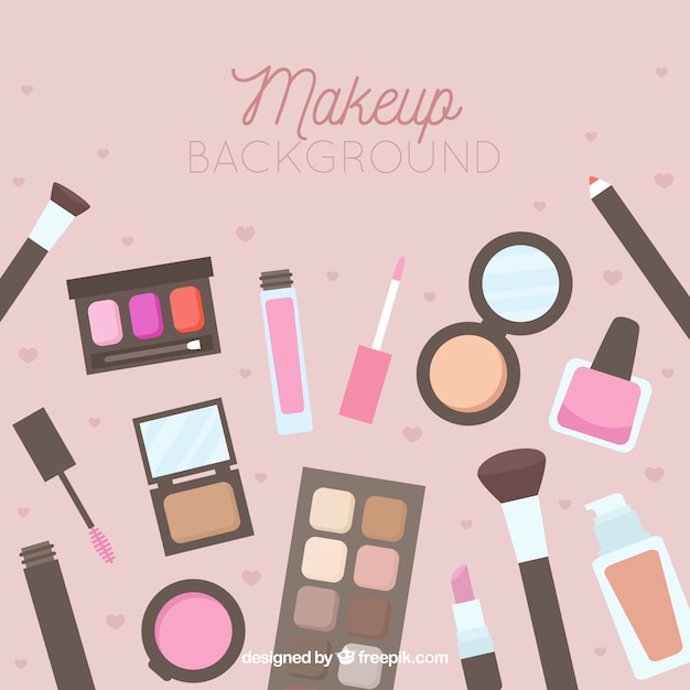 Vector gratuito fondo de accesorios de maquillaje