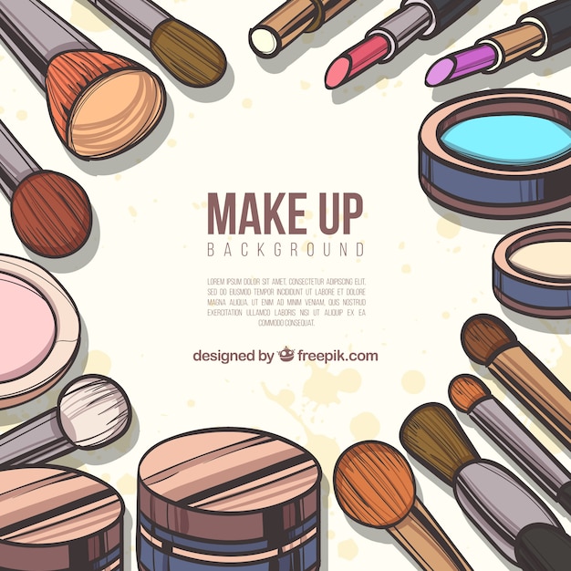 Vector gratuito fondo de accesorios de maquillaje