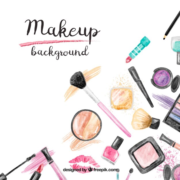 El fondo de los accesorios de maquillaje