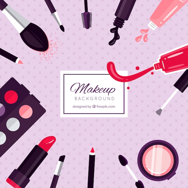 Vector gratuito fondo de accesorios de maquillaje