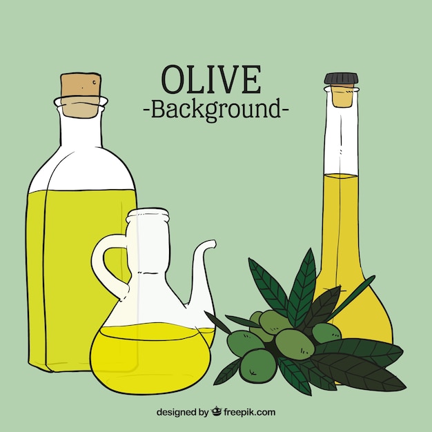 Vector gratuito fondo de aceite de oliva dibujado a mano