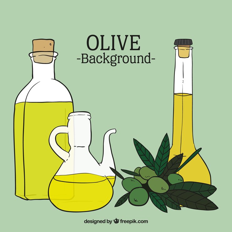 Vector gratuito fondo de aceite de oliva dibujado a mano