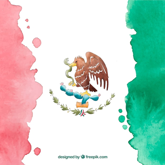 Fondo de acuarela de la bandera mexicana