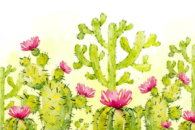 Fondo de acuarela de cactus