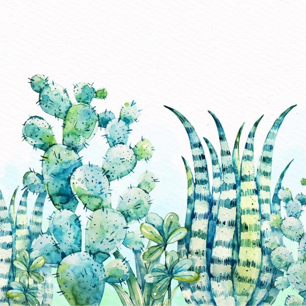 Fondo de acuarela de cactus