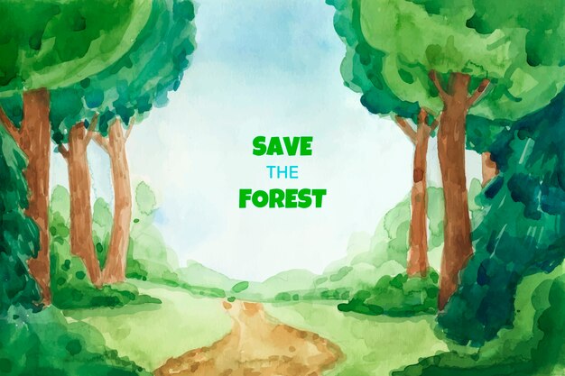 Fondo de acuarela para la celebración del Día Internacional de los Bosques.