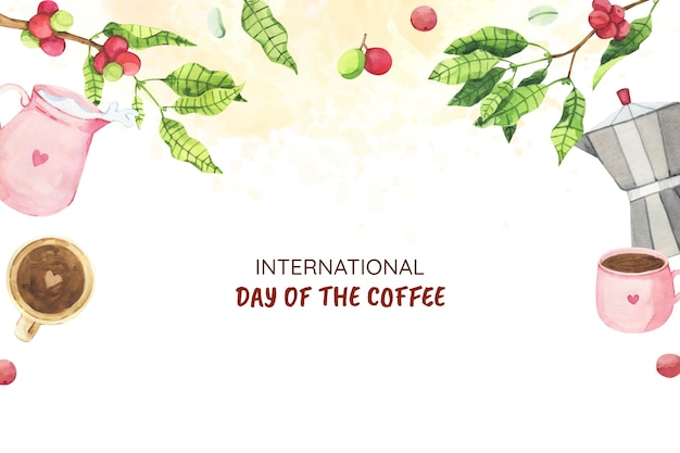 Vector gratuito fondo de acuarela para la celebración del día mundial del café