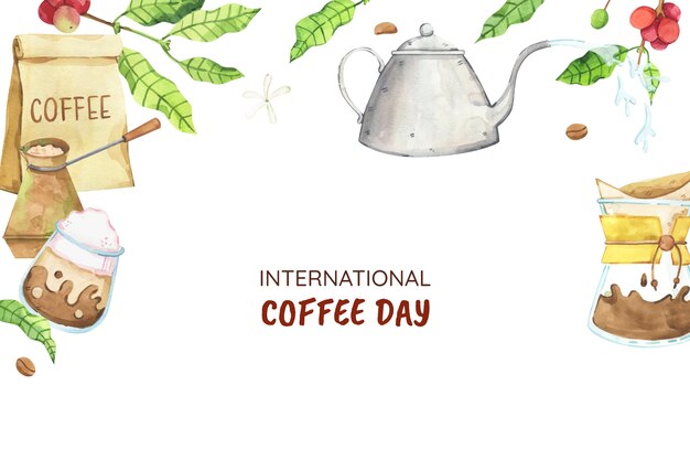 Fondo de acuarela para la celebración del Día Mundial del Café