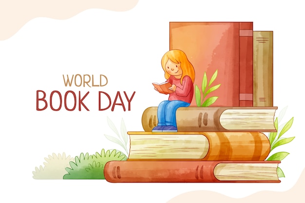 Vector gratuito fondo de acuarela para la celebración del día mundial del libro