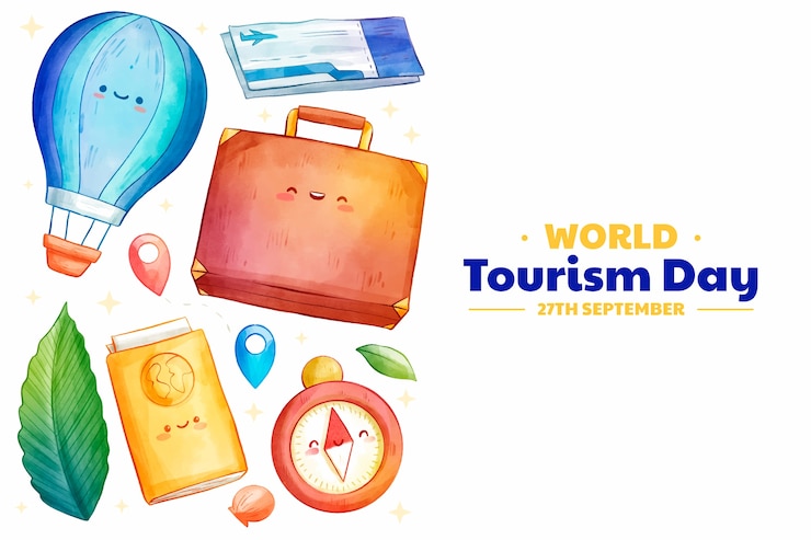 Vector gratuito fondo de acuarela para la celebración del día mundial del turismo