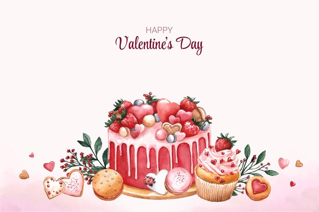 Fondo de acuarela para la celebración del día de San Valentín