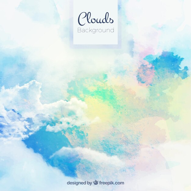 Fondo de acuarela de cielo con nubes